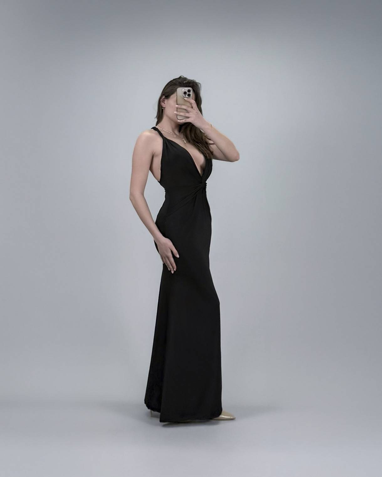Twisted Back Maxi Dress - Black