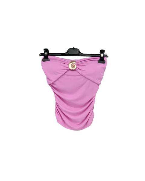Strapless Ruched Top with Gold Spiral Accent - Pink