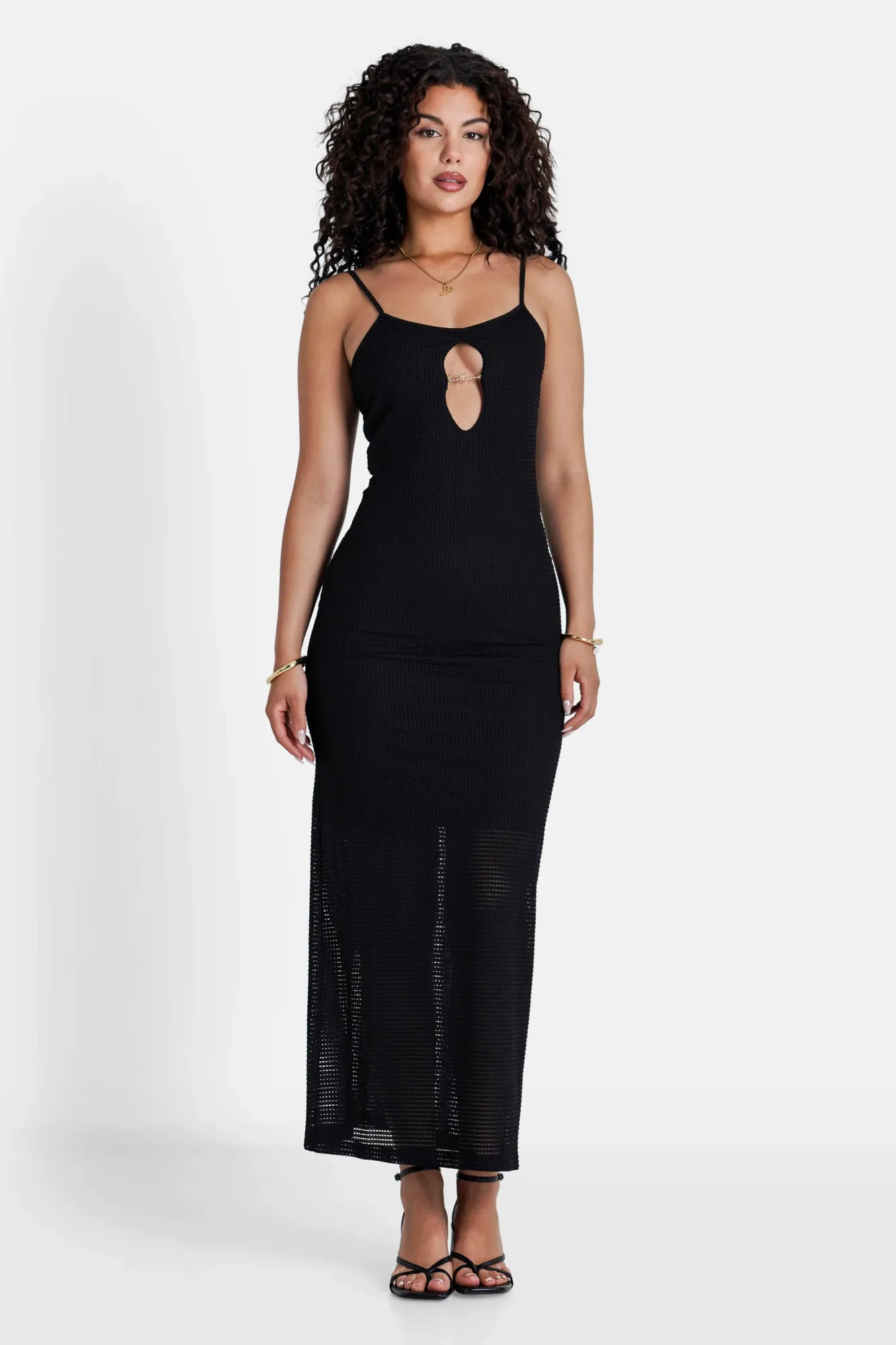 Sixth June Jewel Crochet Dress - Black