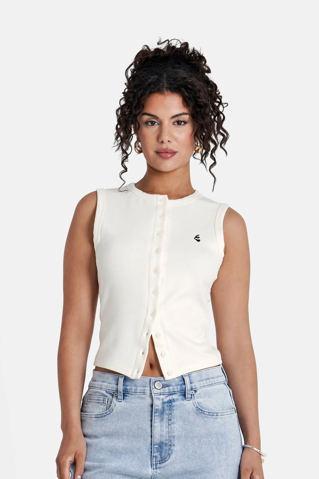 Sixth June Heart Logo Button-Down Top - Beige