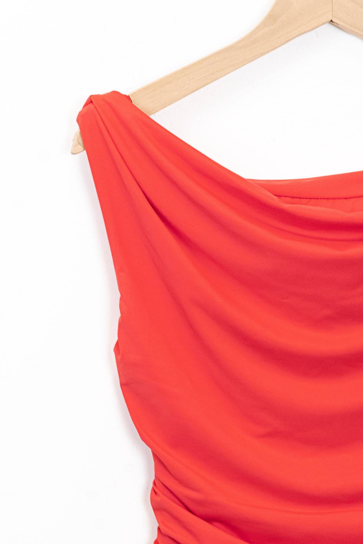 Asymmetrical Drape Top - Red