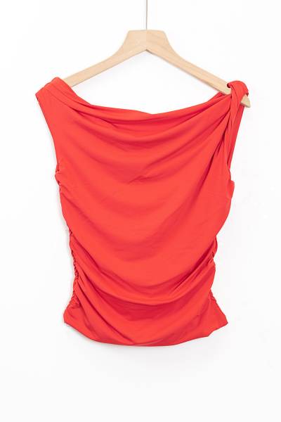 Asymmetrical Drape Top - Red
