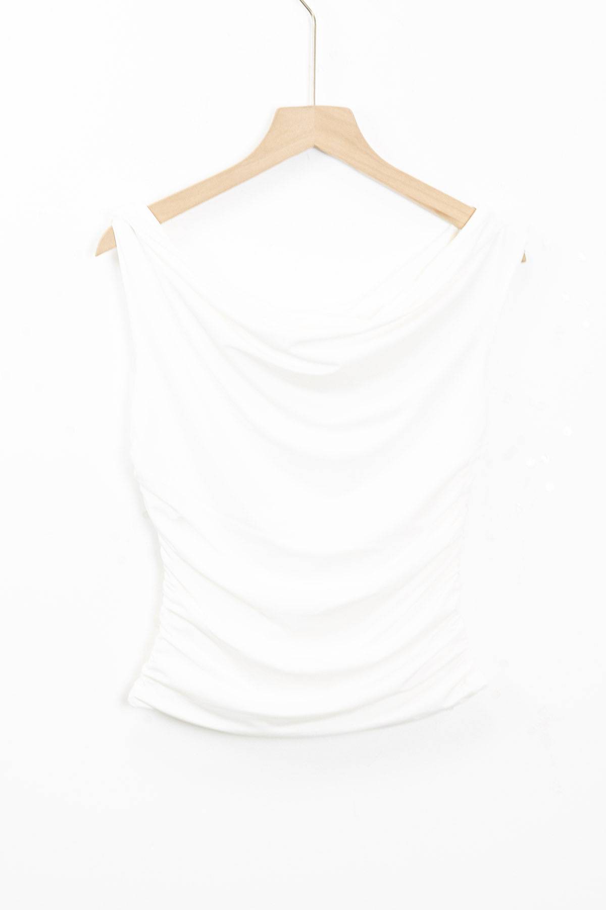 Asymmetrical Drape Top - White