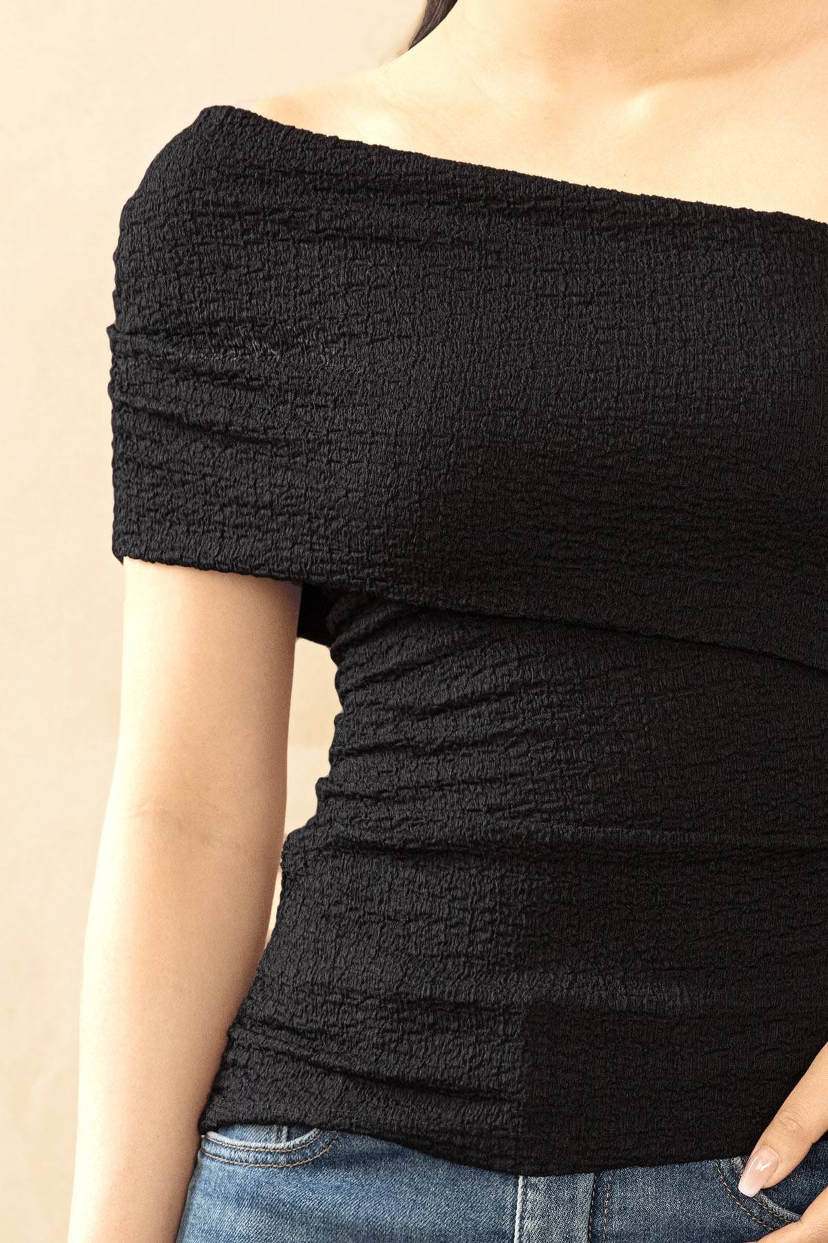 Asymmetrical Drape Top - Black