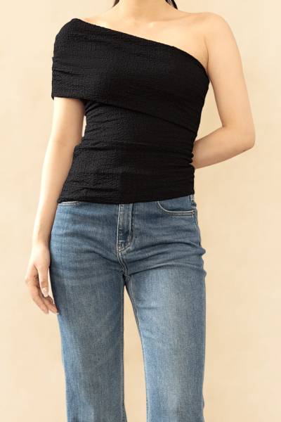 Asymmetrical Drape Top - Black