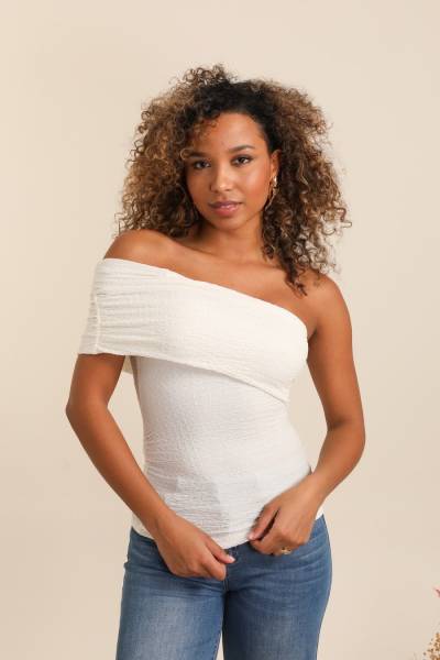 Asymmetrical Drape Top - White