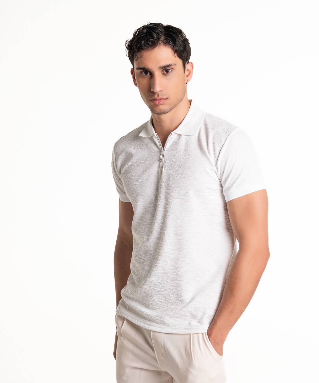 Martini Polo Zip T-shirt - White