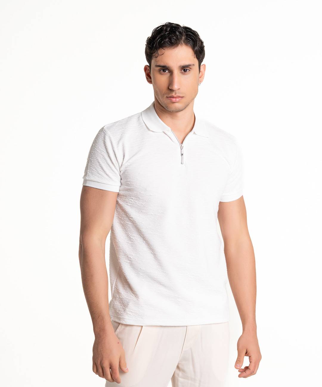 Martini Polo Zip T-shirt - White