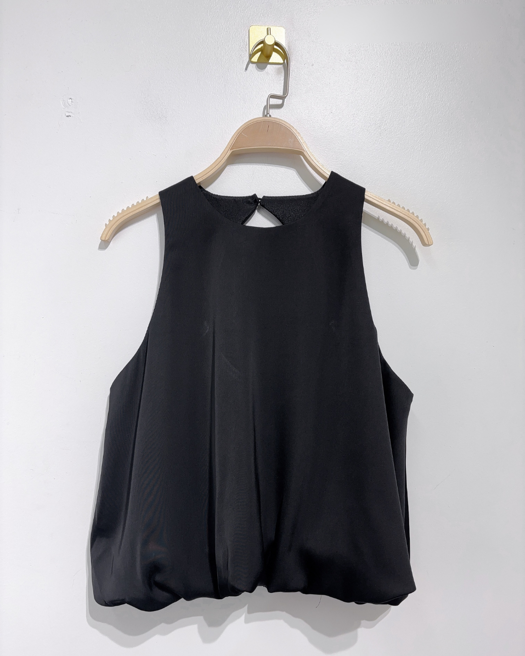 Balloon Satin Top - Black