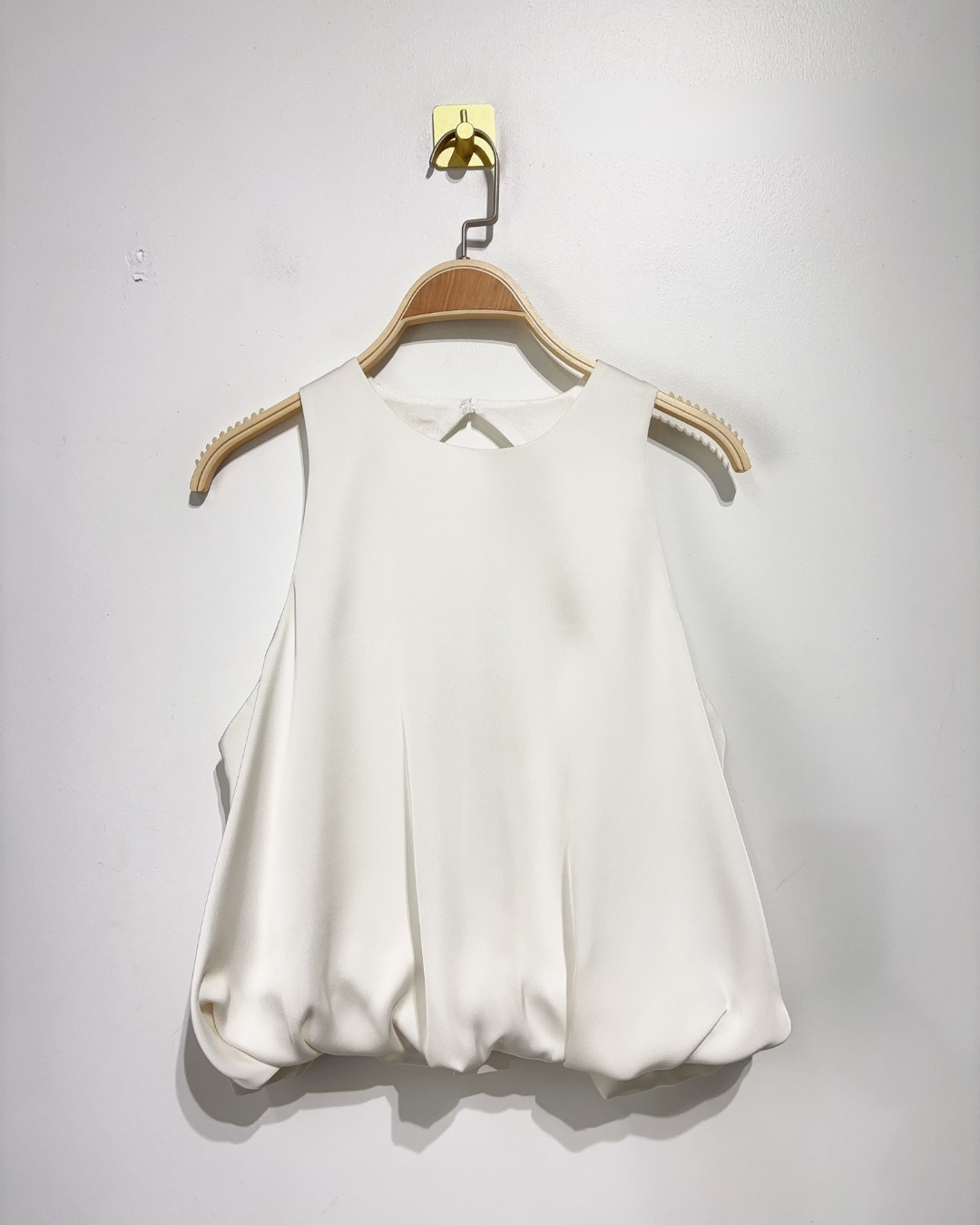 Balloon Satin Top - White