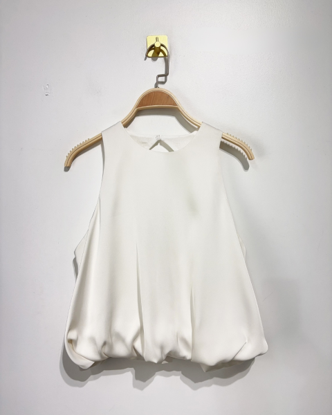 Balloon Satin Top - White