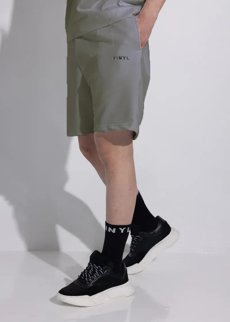 Vinyl Needlecraft Logo Shorts - Khaki