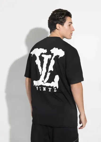 Vinyl Elevated Back Print T-shirt - Black