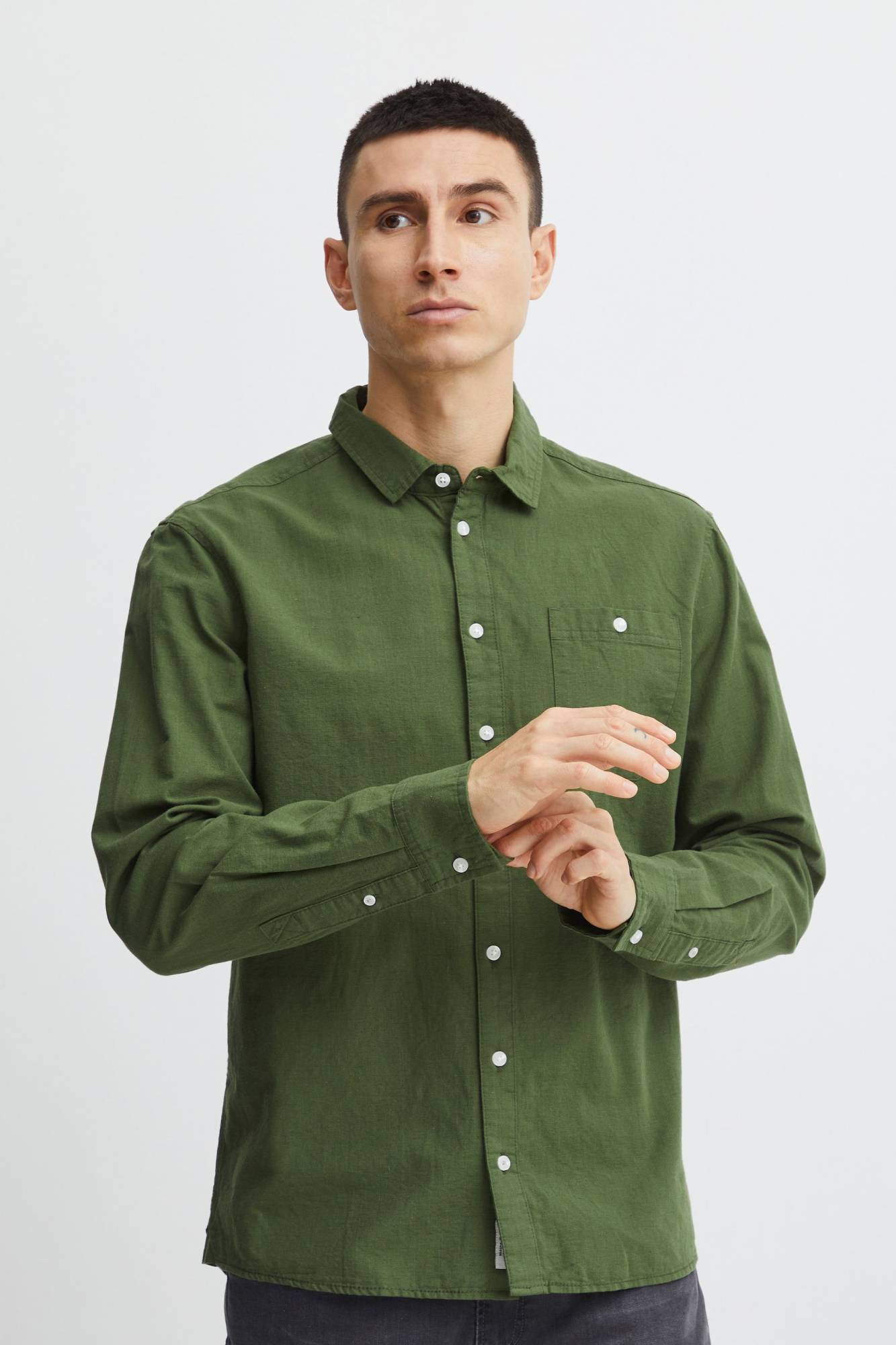 Blend Linen Shirt - Green