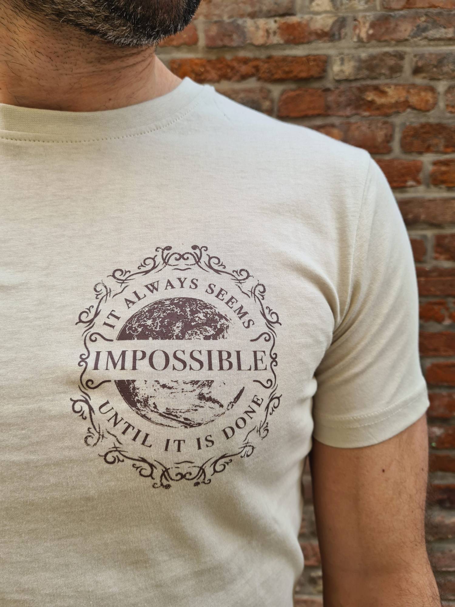 Impossible Back Print T-shirt - Beige