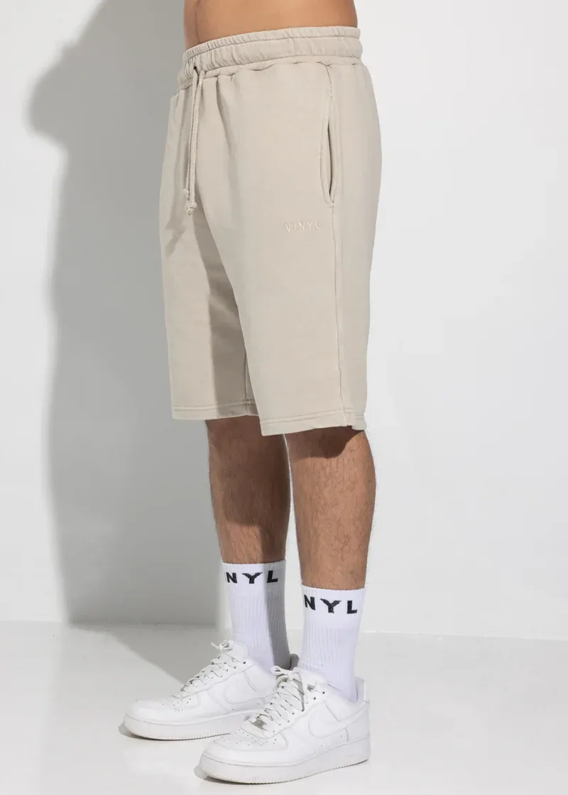 Vinyl Premium Washed Shorts - Beige