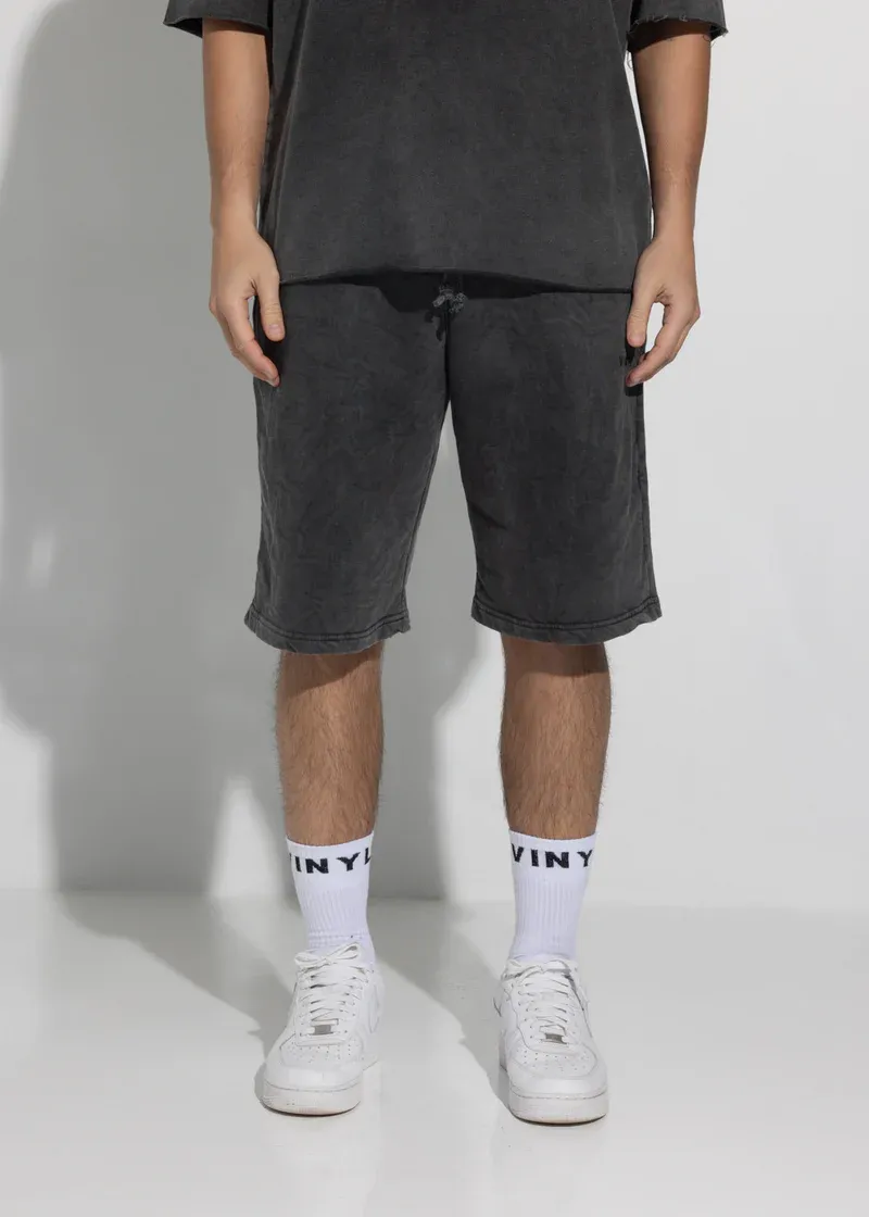 Vinyl Premium Washed Shorts - Black