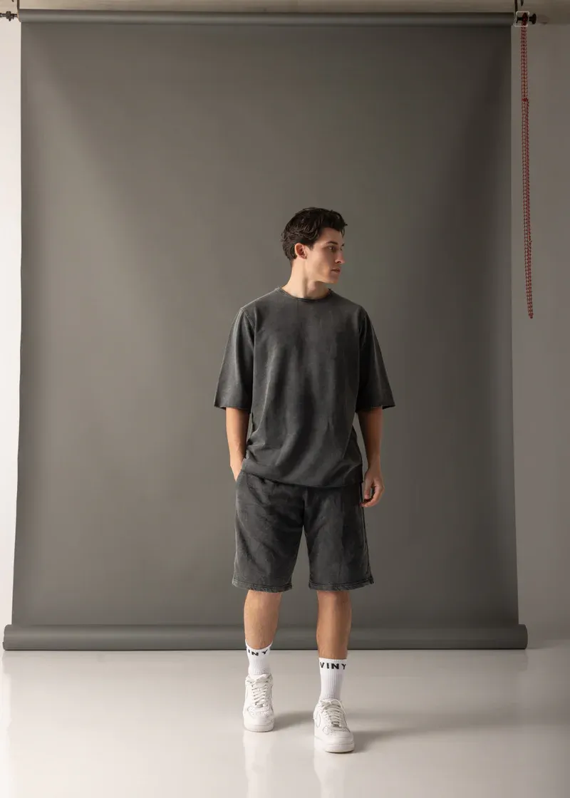 Vinyl Premium Washed Shorts - Black