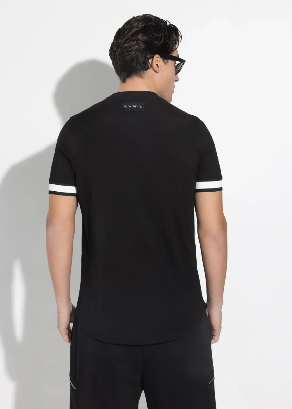 Vinyl Elastic Cuff T-shirt - Black