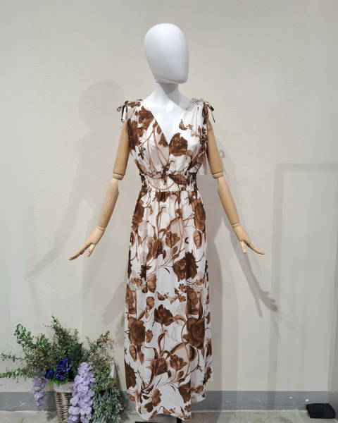 Floral Maxi Dress - Brown