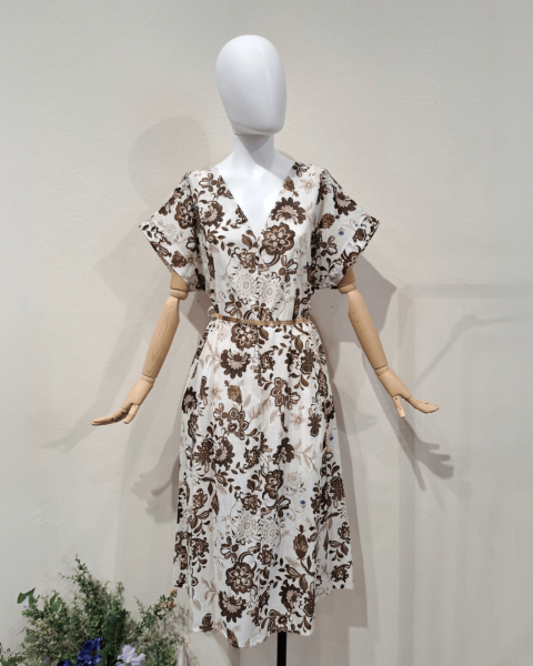 Blossom Print Dress - Brown