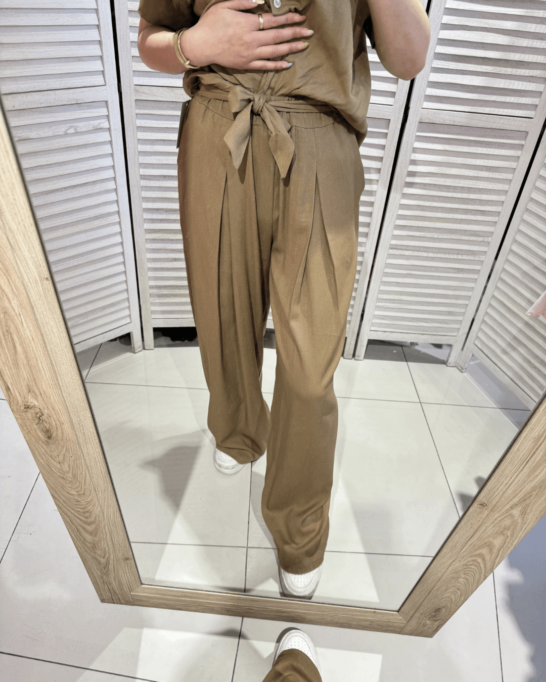Wide Leg Linen Pants - Camel
