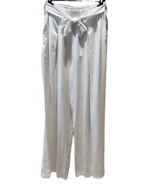 Wide Leg Linen Pants - White