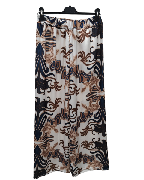 Wide Leg Printed Pants - Blue