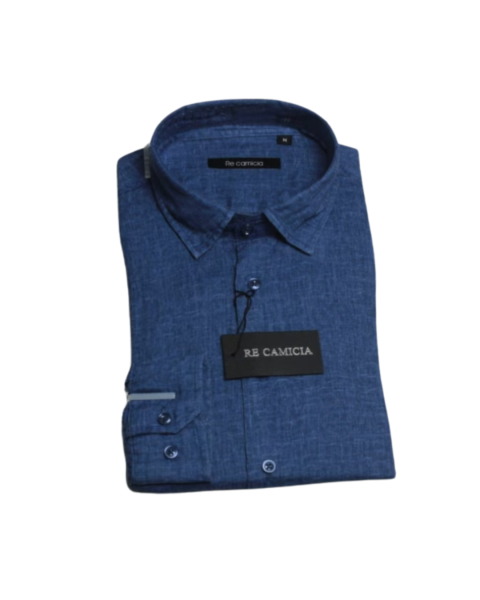 Linen Patterned Shirt - Blue