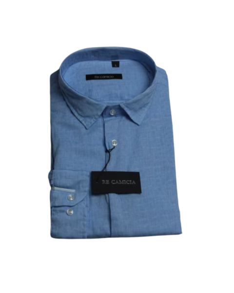Linen Patterned Shirt - Sky Blue