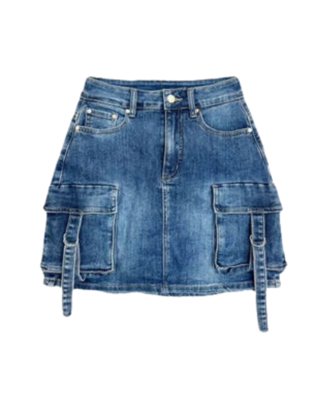 Cargo Denim Skirt - Blue