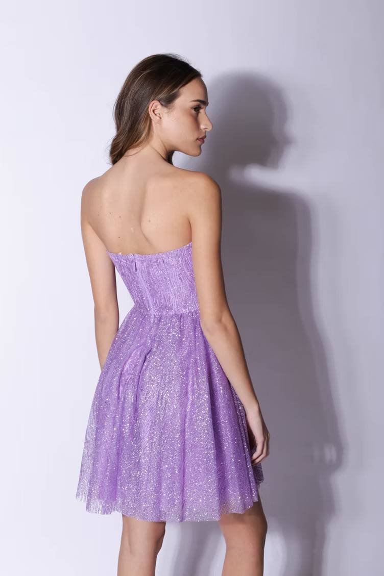 Glitter Bustier Mini Dress Vivienne - Lilac
