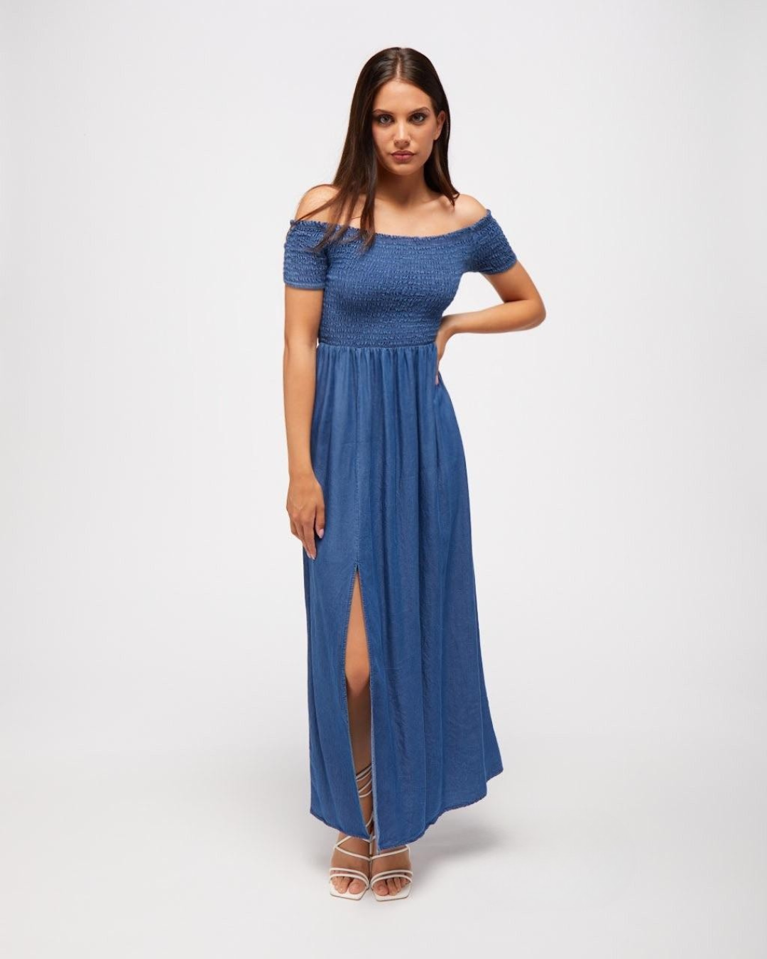 Denim Tencel Maxi Dress - Blue