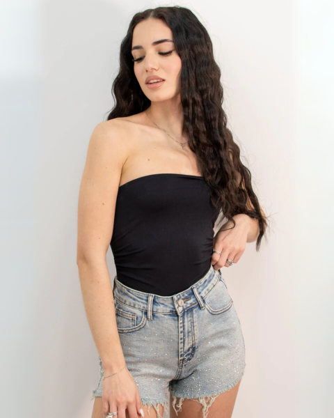 Strapless High-Cut Bodysuit - Black