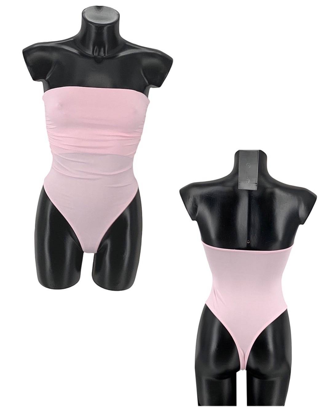 Strapless High-Cut Bodysuit - Pink