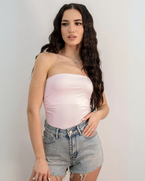 Strapless High-Cut Bodysuit - Pink
