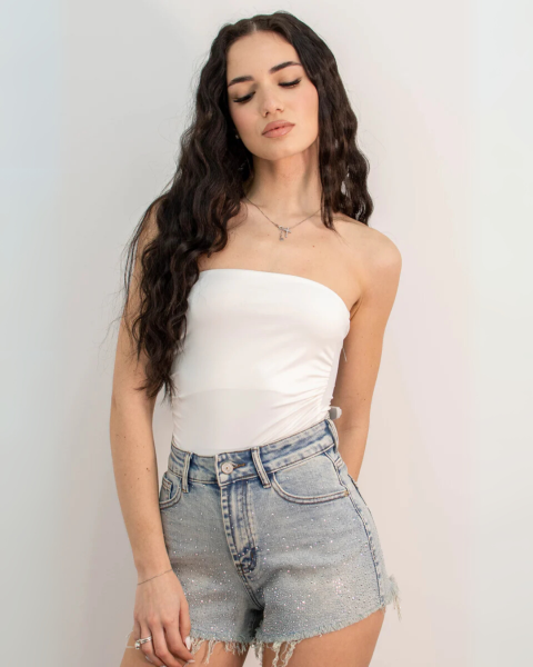 Strapless High-Cut Bodysuit - White