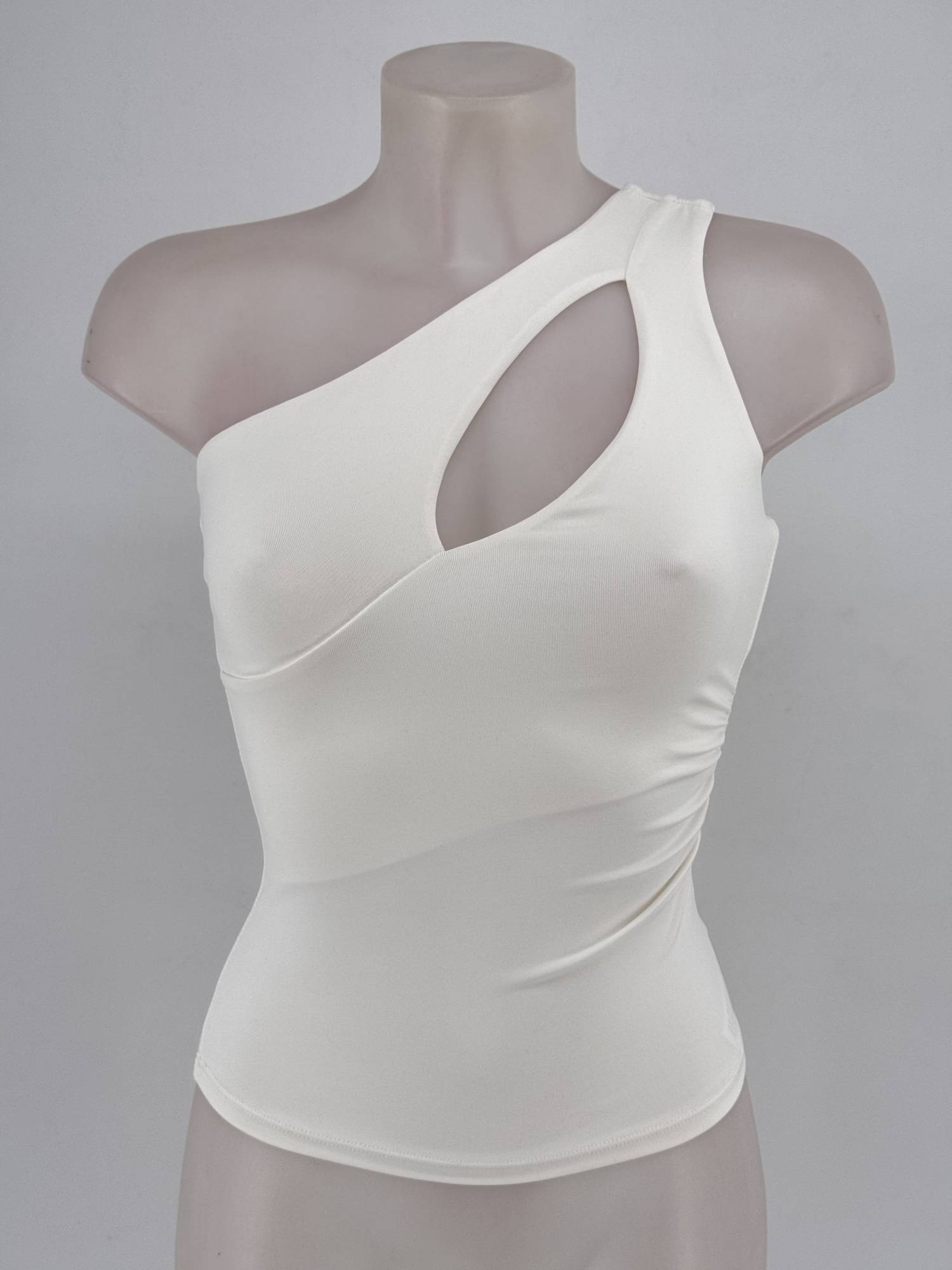 One-Shoulder Cutout Top - White