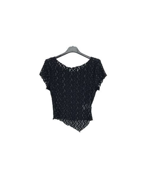 Mesh Top with Asymmetrical Hem - Black