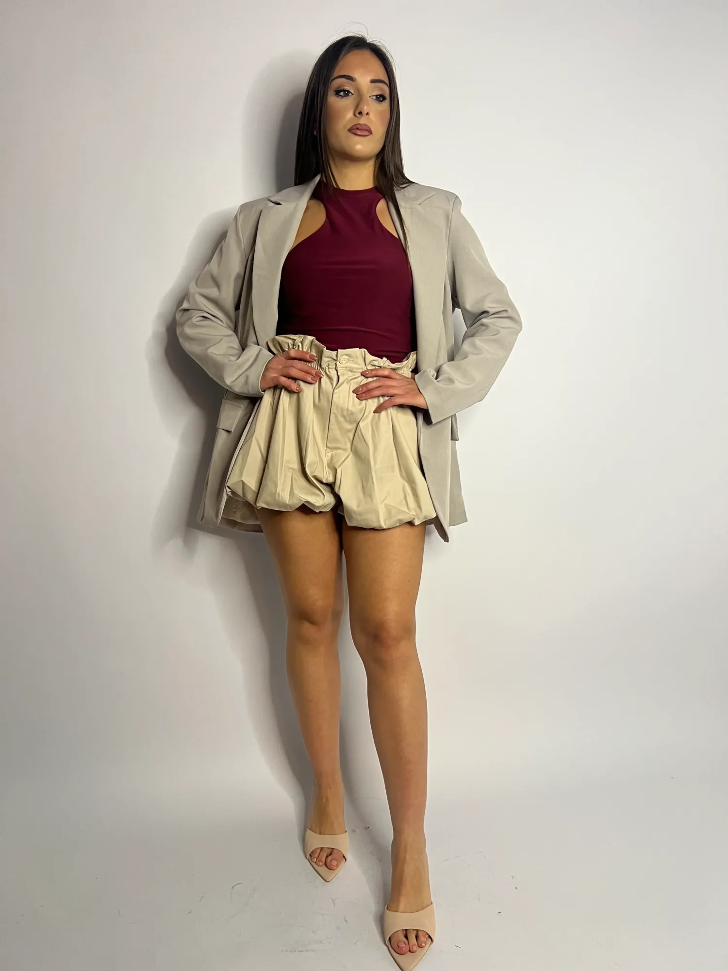 Balloon Style Skort - Beige