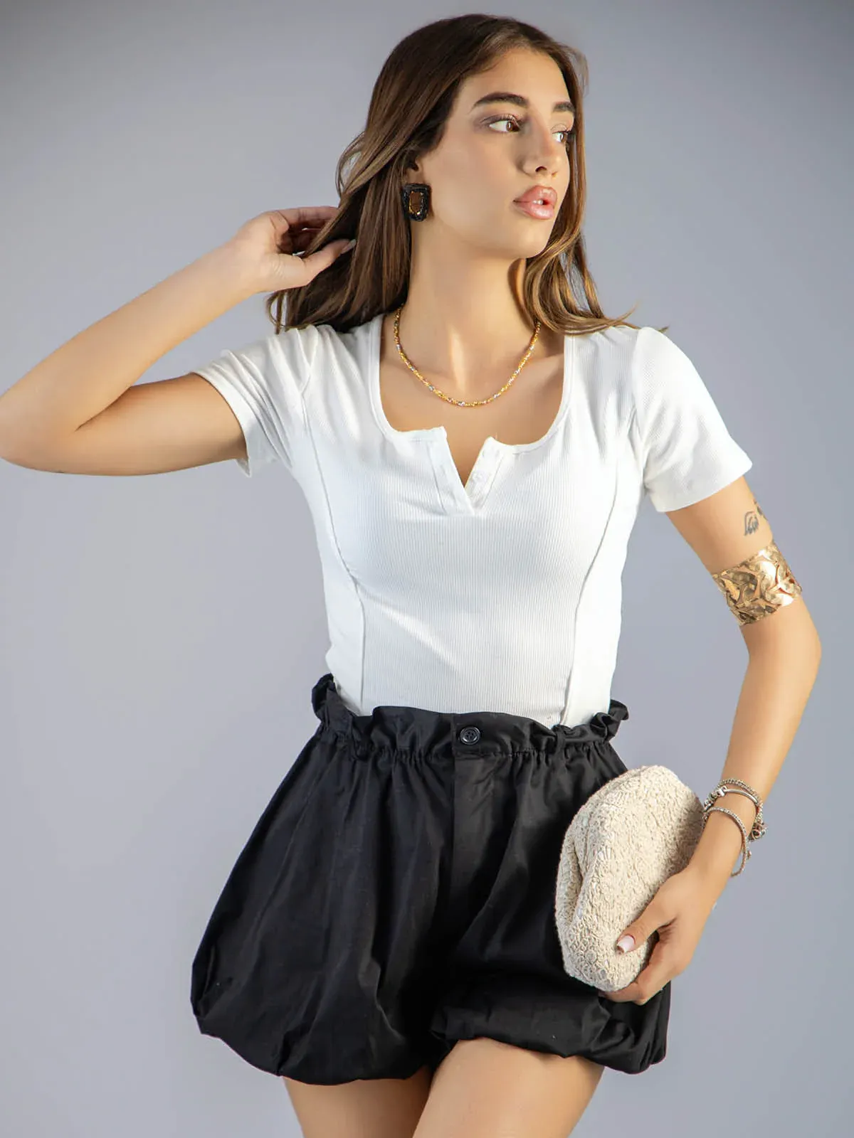 Balloon Style Skort - Black
