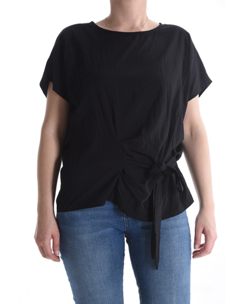 Blouse with Front Knot - Black