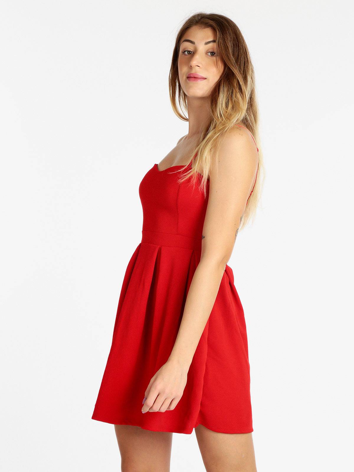 Sweetheart Neckline Dress - Red