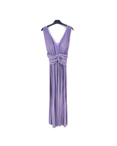 Shiny Pleated Maxi Dress - Lilac