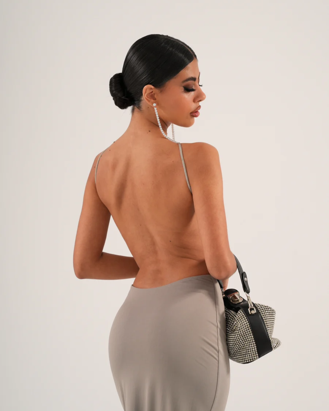 Elegant Open Back Maxi Dress - Fango