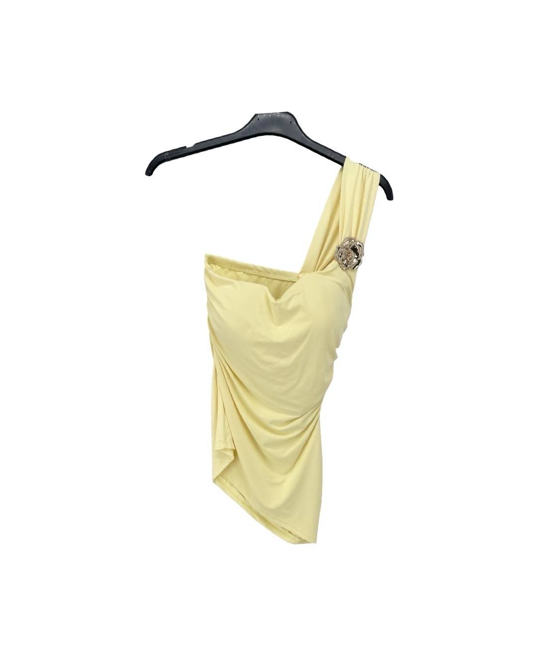One Shoulder Crop Top - Yellow