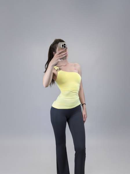 One Shoulder Crop Top - Yellow