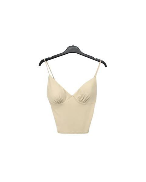 Spaghetti Strap Crop Top - Beige