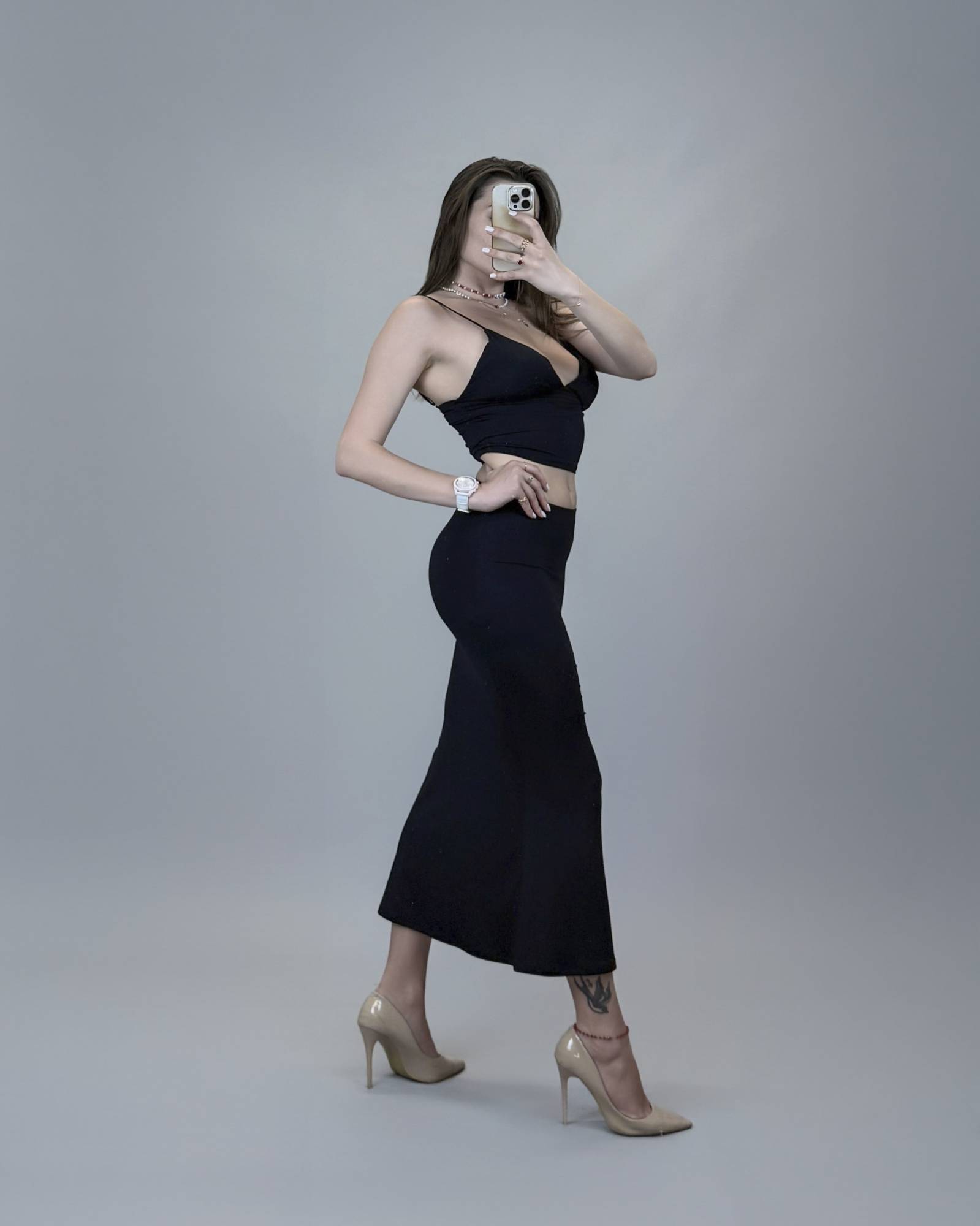 Spaghetti Strap Crop Top - Black