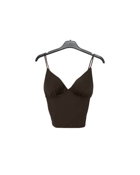Spaghetti Strap Crop Top - Brown
